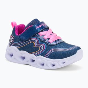 Dětské boty SKECHERS Heart Lights Retro Hearts navy leather/multi trim