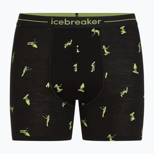 Pánské termo boxerky Icebreaker Anatomica Snow Day black/peridot/aop