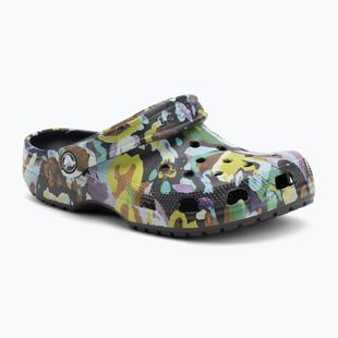 Nazouváky Crocs Classic Painted Floral black sand