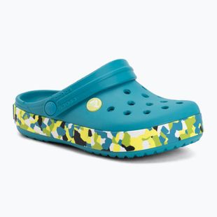 Dětské nazouváky Crocs Crockband Glow Confetti Band turbo teal/multi