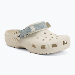Dětské nazouváky Crocs Classic Denim Flower Adjustment Backstrap summit white