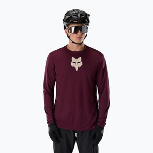 Pánské cyklistické tričko Longsleeve Fox Racing Ranger Fox Head LS dark maroon