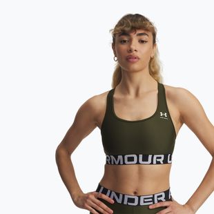 Tréninková podprsenka Under Armour HG Authentics Mid Branded expedition green/white