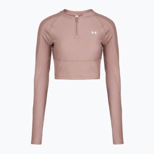 Dámské tréninkové tričko Longsleeve Under Armour HeatGear Rib 1/4 Zip tourmaline pink/tourmaline pink/white