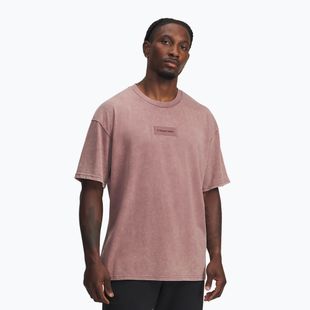 Pánské tréninkové tričko Under Armour Project Rock Heavyweight Oversized maroon mist/black