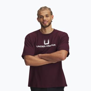 Pánské tričko Under Armour Logo Heayweight dark maroon/white