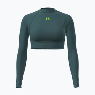 Dámské tréninkové tričko Longsleeve Under Armour HeatGear Crop Mock rack green/hyper green