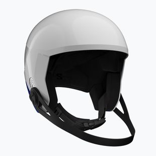 Dětská lyžařská helma Salomon Equipe Fis + Chinguard Jr white/race blue