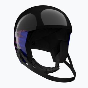 Dětská lyžařská helma Salomon Equipe Fis + Chinguard Jr black/flames
