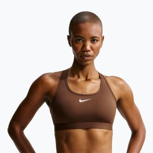 Dámská sportovní podprsenka Nike Swoosh Medium Support cacao wow/white
