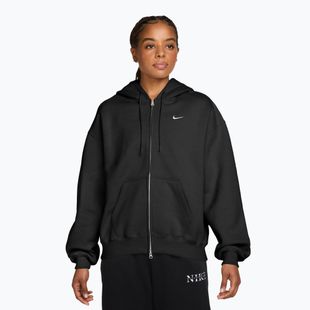 Dámská mikina Nike Studio Fleece Medium Weight Oversized Full Zip total black/sail