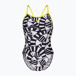 Dámské jednodílné plavky  arena Open Your Eyes Lace Back black multi/soft green