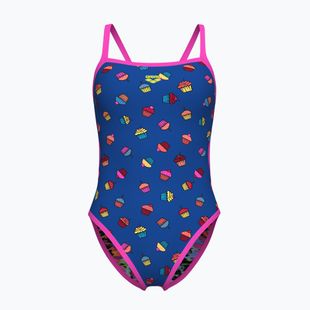 Dámské jednodílné plavky  arena Reversible Swimsuit Challenge Back royal multi/shocking pink