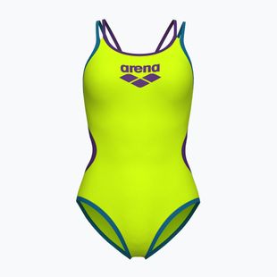 Dámské jednodílné plavky arena One Double Cross Back One Piece artic lime/plum/blue cosmo