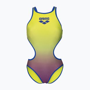Dámské jednodílné plavky arena One Shaded Print Tech One Back artic lime violetta multi/neon blue