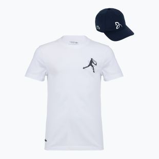 Koszulka męska + czapka Lacoste TH1044 white/ navy blue