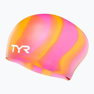 Plavecká čepice TYR Multi-Color Long Hair Silicone orange/pink
