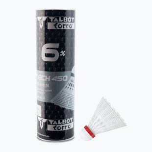 Badmintonové raketky Talbot-Torro Tech 450, Premium Nylon, 6dílné, bílé 469082