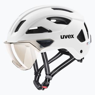 Cyklistická helma UVEX Stride Visor white matt/litemirror silver