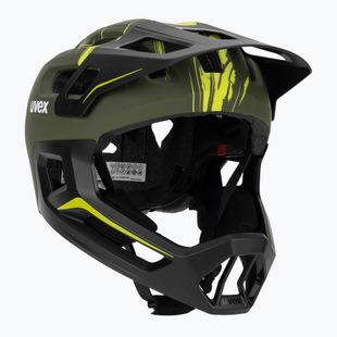 Dětská cyklistická helma UVEX React Fullface Jr dark olive matt