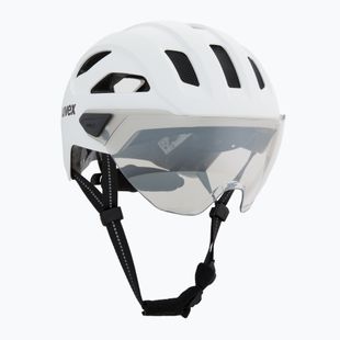 Cyklistická helma UVEX Stride Visor white matt/lite mirror silver