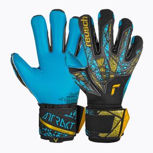 Brankářské rukavice Reusch Attrakt Aqua Finger Support black/gold/aqua
