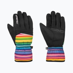 Dětské lyžařské rukavice Reusch Alan Junior black/multicolour lines
