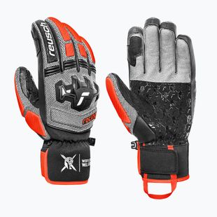 Pánské lyžařské rukavice Reusch Worldcup Warrior SC black/silver/fluo red