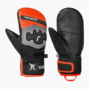 Dětské lyžařské rukavice Reusch Worldcup Warrior Prime R-Tex XT Mitten black/silver/fluorescent red