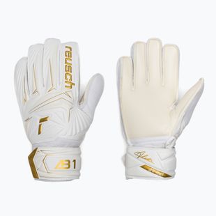 Dětské brankářské rukavice Reusch Attrakt AB1 Solid Junior white/gold