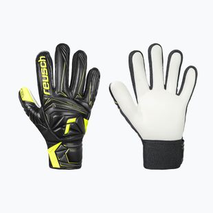 Dětské brankářské rukavice Reusch Attrakt Starter Solid Finger Support Junior black/safety yellow