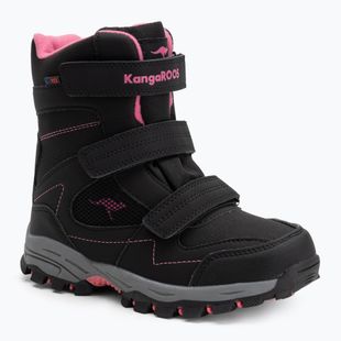 Dětské sněhule KangaROOS K-Robi KTX jet black/daisy pink 