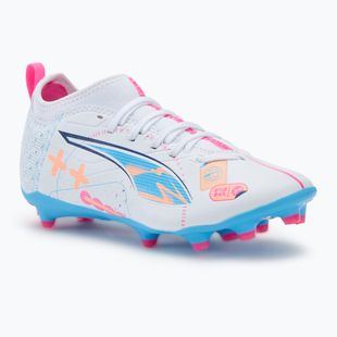 Dětské kopačky PUMA Ultra 5 Match Vol. Up FG/AG Jr puma white/luminous blue