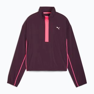 Dámská běžecká bunda PUMA Run For Her Fashion Woven 1/2 ZIP midnight plum/ sunset glow