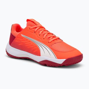 Dětské boty na házenou PUMA Accelerate Jr glowing red/white/dark crimson/black