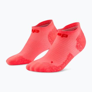Pánské kompresní ponožky CEP Ultralight No Show 4.0 neon coral/red