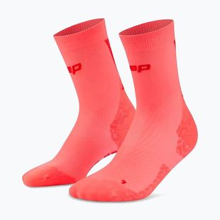 Pánské kompresní ponožky CEP Ultralight Mid Cut 4.0 neon coral/red
