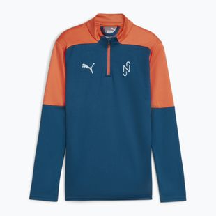 PUMA Neymar JR Creativity 1/4 Zip Top dětská fotbalová mikina ocean tropic/hot heat