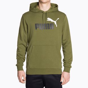 Pánská dvoubarevná mikina PUMA Essentials+ Big Logo Hoodie TR olive green