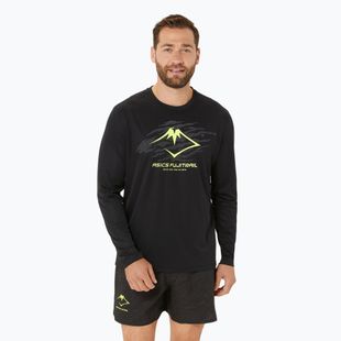 Pánské běžecké tričko longsleeve  ASICS Fujitrail Logo black/graphic grey/safety yellow
