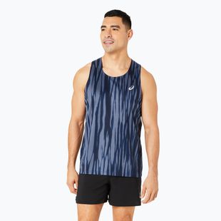 Pánské běžecké tílko tank top  ASICS  Road All Over Print Singlet blue expanse/midnight