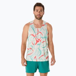 Pánské běžecké tílko tank top ASICS  Road All Over Print Singlet birch