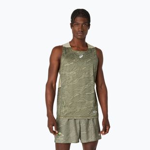 Pánské běžecké tričko ASICS Fujitrail Singlet mantle green/khaki