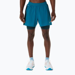 Pánské běžecké šortky ASICS Road 2N1 5IN tranquil teal/dark teal/yamabuki