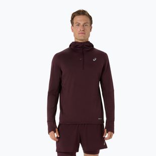Pánská běžecká mikina ASICS Road Winter Ls Hoodie dark currant
