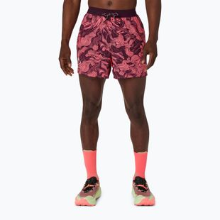 Pánské běžecké šortky Asics Fujitrail All Over Print 5In Short Blazing Coral/Dark Aubergine