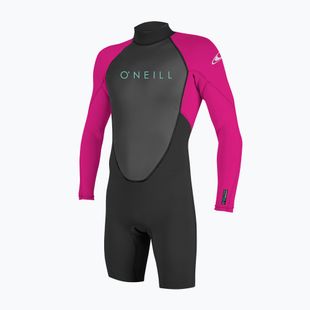 Dětský plavecký neopren O'Neill Youth Reactor-2 2mm Back Zip LS Spring black/berry