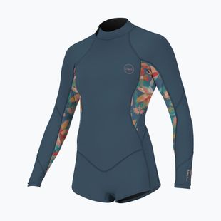Dětský plavecký neopren O'Neill Girls Bahia 2/1 Back Zip LS Spring copen blue/painted tropics/copen blue