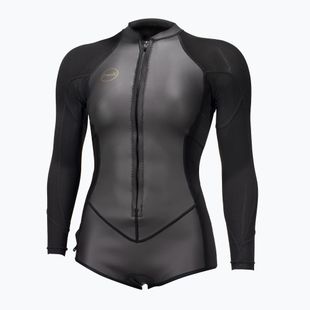 Dámský plavecký neopren O'Neill Bahia 2/1 mm Front Zip Short Spring glide black/black