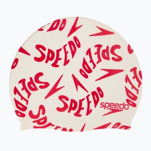 Dětská plavecká čepice Speedo Slogan Print white/red